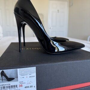 Maison Ernest Voltige Black Patent 120mm/12cm Stiletto Pump